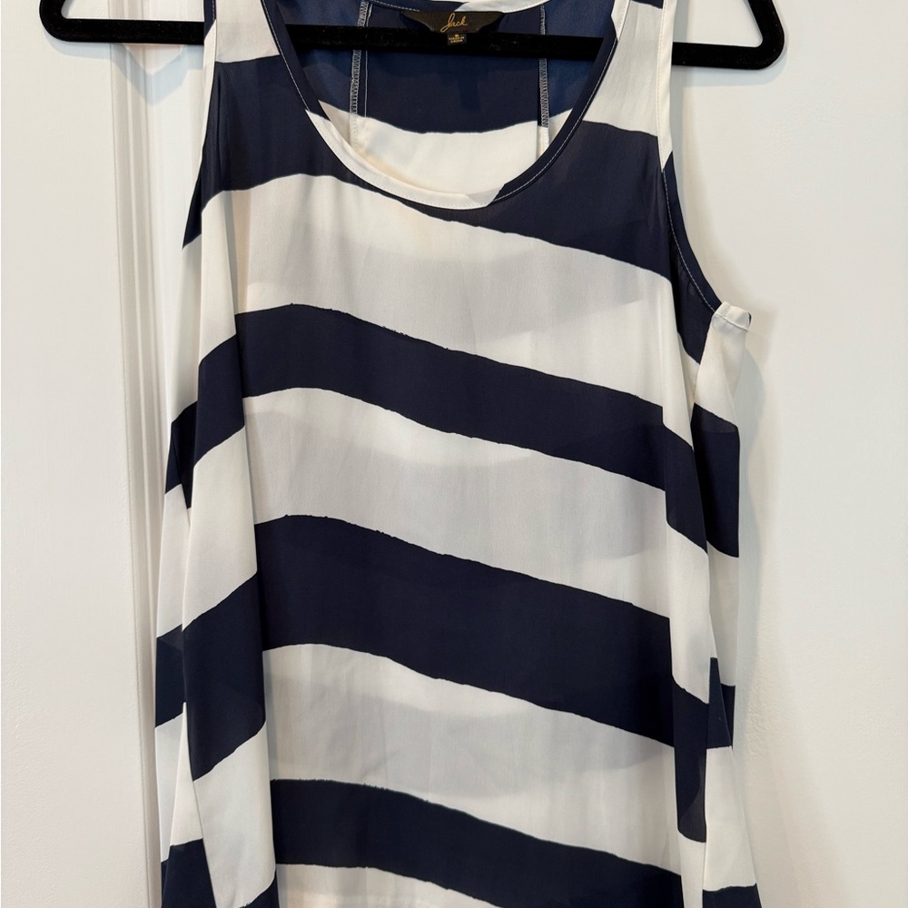 Open Back Striped Tank Top in Navy and White